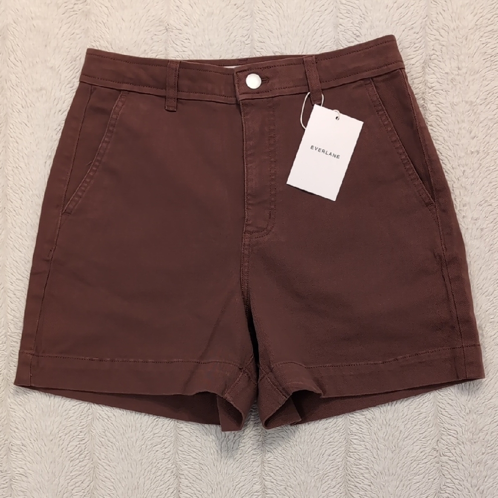 Everlane Way High Cotton Shorts NWT Dark Brown Womens 6